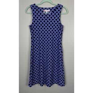 Jude Connally Beth Dress Jude Cloth Blue Diamond Print Small Shift Classic